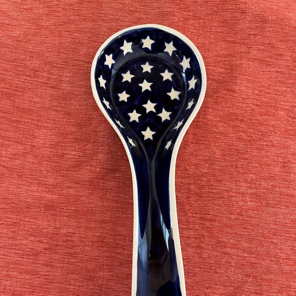 Polish Pottery Boleslawiec Spoon rest stars Americana - Picture 1 of 4